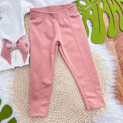 Conj. Blusão Perfect Laço Lateral e Calça Legging - Off White e Rose